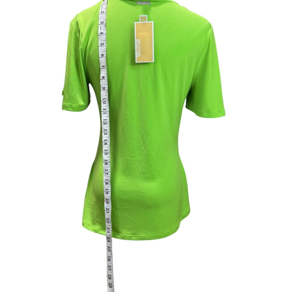 Michael Kors Ruched Front V-Neck Top in Lime Green | Size M NEW - Picture 5 of 9